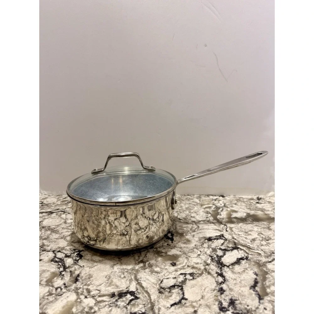 EMERIL All Clad 2 Quart Stainless Steel Sauce Pan Stock Pot w/Lid Copper Core
